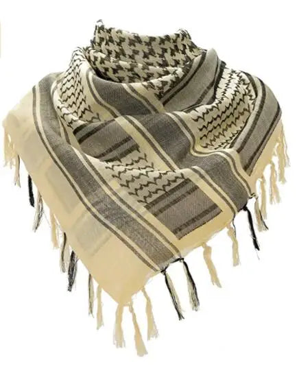 136X133CM Tactical Desert Shemagh Keffiyeh Arab Tessel Scarf Wrap Outdoor Windproof Dustproof Face Protective Scarf Men Women - Lena & Miles Exquisite Boutique LLC.