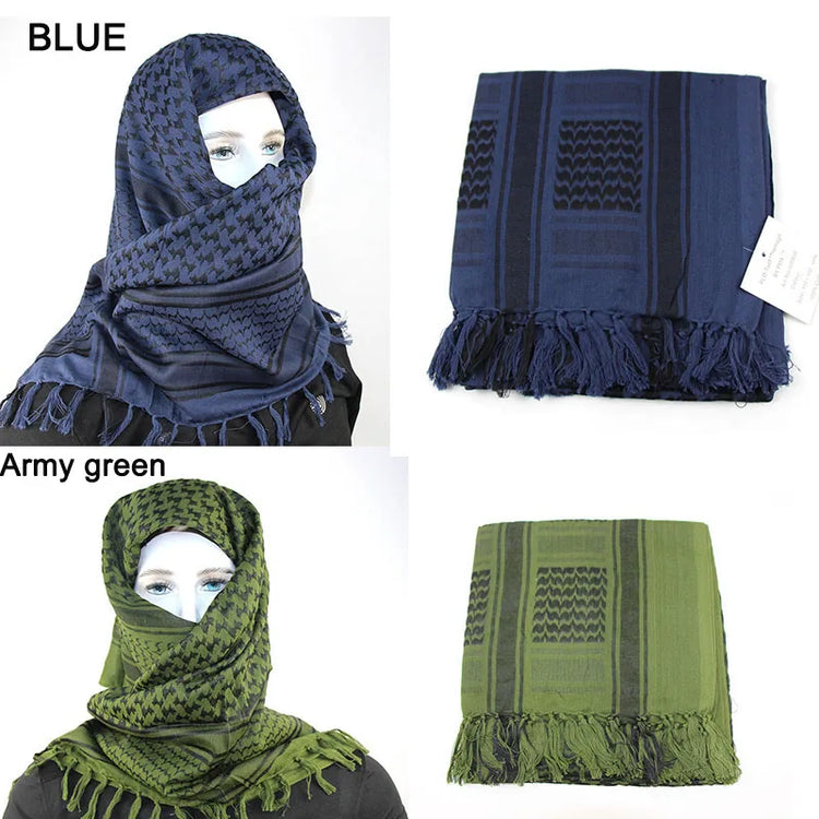136X133CM Tactical Desert Shemagh Keffiyeh Arab Tessel Scarf Wrap Outdoor Windproof Dustproof Face Protective Scarf Men Women - Lena & Miles Exquisite Boutique LLC.