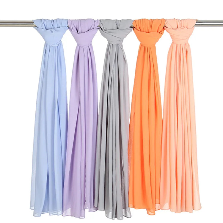 Ramadan Muslim Chiffon Hijabs For Woman Plain - Lena & Miles Exquisite Boutique LLC.