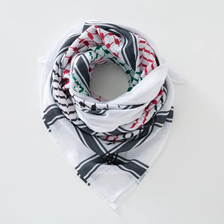 136X133CM Tactical Desert Shemagh Keffiyeh Arab Tessel Scarf Wrap Outdoor Windproof Dustproof Face Protective Scarf Men Women - Lena & Miles Exquisite Boutique LLC.