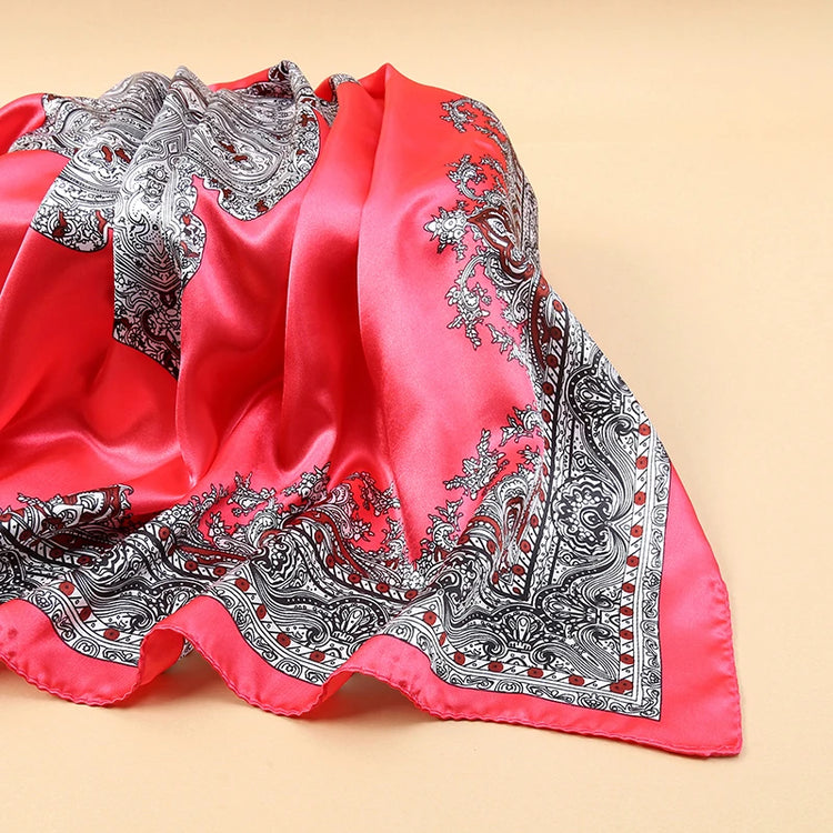 2024 Luxury Brand Bandana Silk Square Leopard Print Scarf Women Satin Shawl Hijab Female Scarves Hair Band Headkerchief - Lena & Miles Exquisite Boutique LLC.