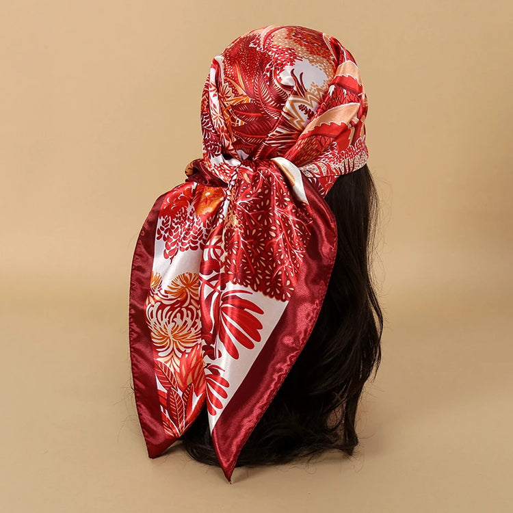 2024 Luxury Brand Bandana Silk Square Leopard Print Scarf Women Satin Shawl Hijab Female Scarves Hair Band Headkerchief - Lena & Miles Exquisite Boutique LLC.