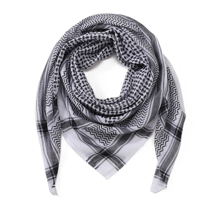 New Arab Shemagh Muslim Keffiyeh Head Wrap Tactical Desert Head Neck Scarf Military Shawl Arabic Scarf Headwear with Agal Rope - Lena & Miles Exquisite Boutique LLC.