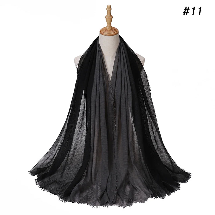 Two Color Crinkle Gradient Color Hijab Tie - Lena & Miles Exquisite Boutique LLC.