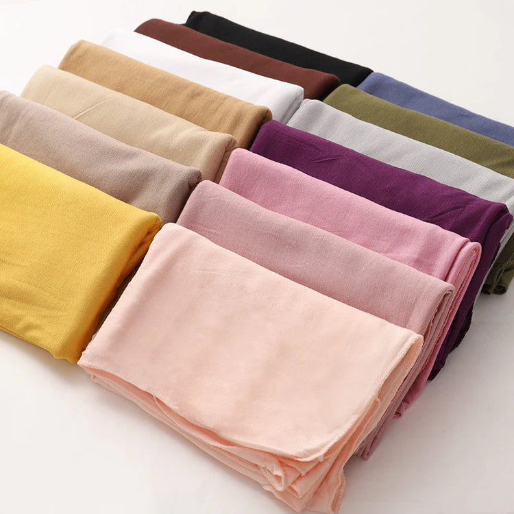 2023 New Modal Cotton Jersey Hijab Scarf Long Muslim Shawl Plain Soft Turban Tie Head Wraps For Women Africa Headband 170x60cm - Lena & Miles Exquisite Boutique LLC.
