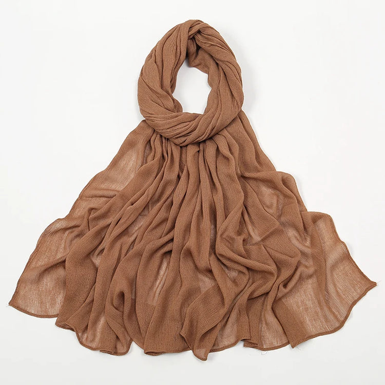 New Arrival Crinkle Rayon Hijab Women Muslim Scarf Shawls Solid Headscarf Wraps Big Size Plain Islamic Turban Headbands Foulard - Lena & Miles Exquisite Boutique LLC.