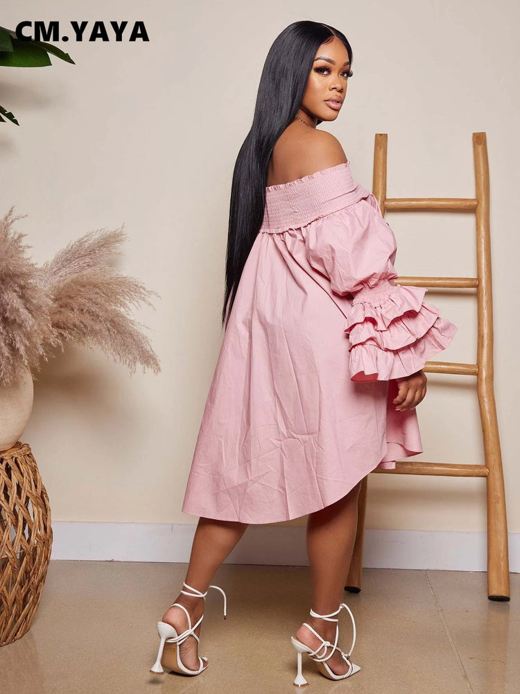 CM.YAYA Chic Women Cascading Ruffles Petal - Lena & Miles Exquisite Boutique LLC.