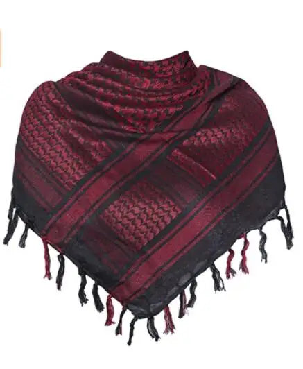 136X133CM Tactical Desert Shemagh Keffiyeh Arab Tessel Scarf Wrap Outdoor Windproof Dustproof Face Protective Scarf Men Women - Lena & Miles Exquisite Boutique LLC.