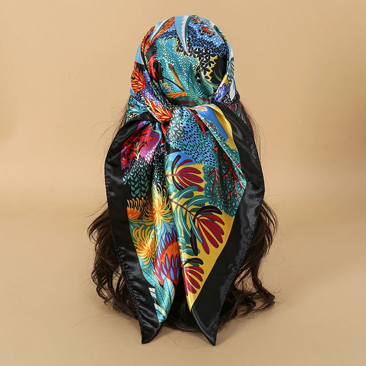 2024 Luxury Brand Bandana Silk Square Leopard Print Scarf Women Satin Shawl Hijab Female Scarves Hair Band Headkerchief - Lena & Miles Exquisite Boutique LLC.