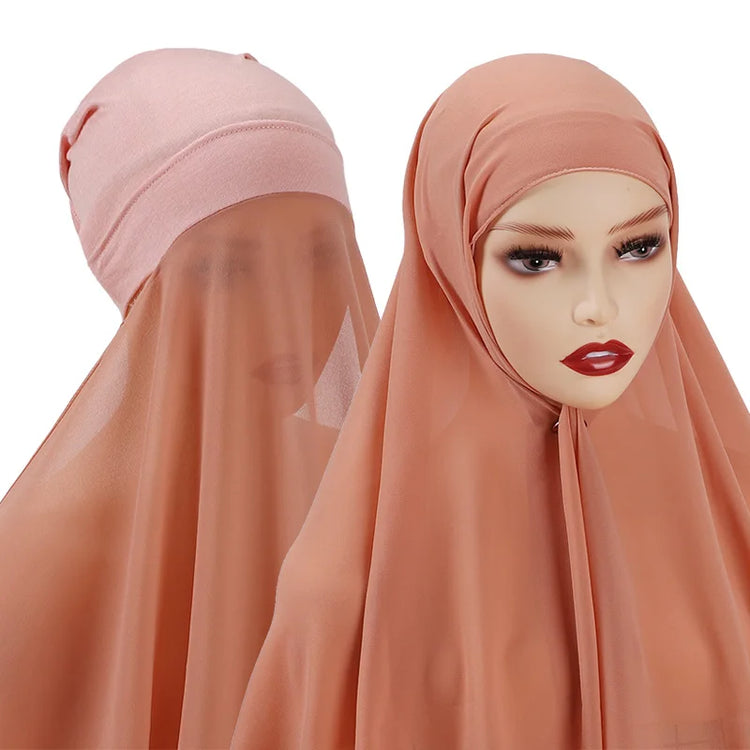 Muslim Women Bonnet + Chiffon Shawl Instant - Lena & Miles Exquisite Boutique LLC.