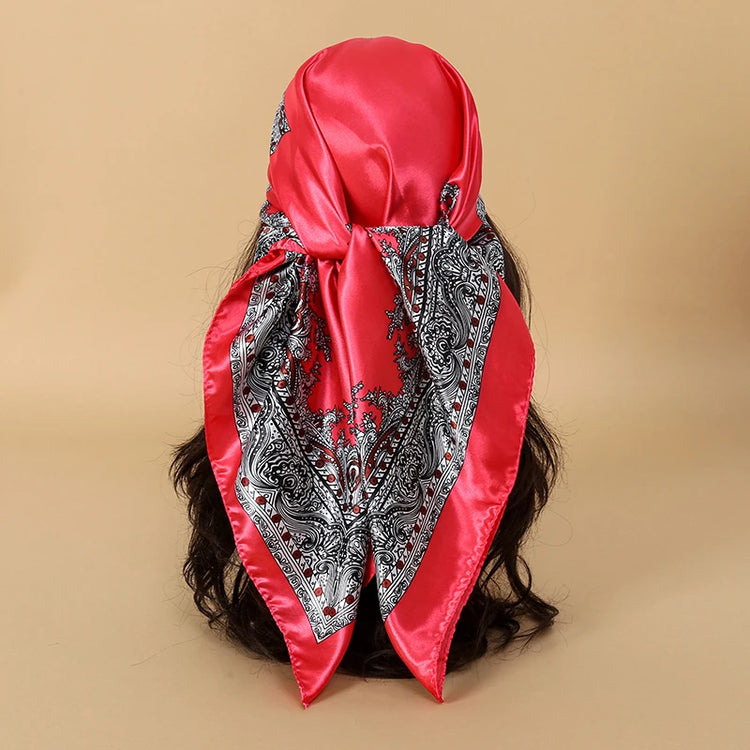 2024 Luxury Brand Bandana Silk Square Leopard Print Scarf Women Satin Shawl Hijab Female Scarves Hair Band Headkerchief - Lena & Miles Exquisite Boutique LLC.