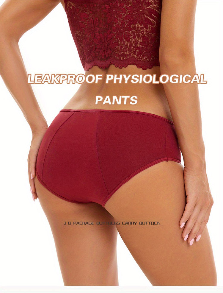 10 Pcs Comfy High Support Mid Rise Period Panties - Breathable Cotton Lingerie with Polyester Lining for Comfortable Wear - Full Coverage, Simple Solid Color Design, Anti-Leak Protection - Lena & Miles Exquisite Boutique LLC.