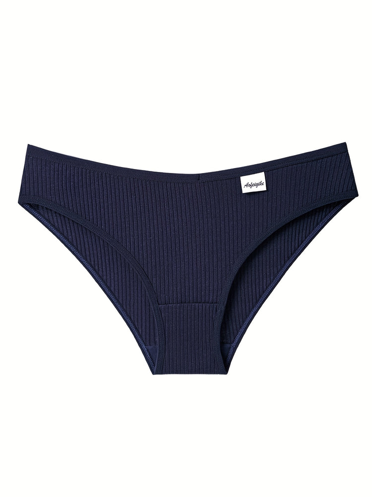 8pcs Seamless Ribbed Bikini, Comfy & Breathable Low Waist Panties, Women&