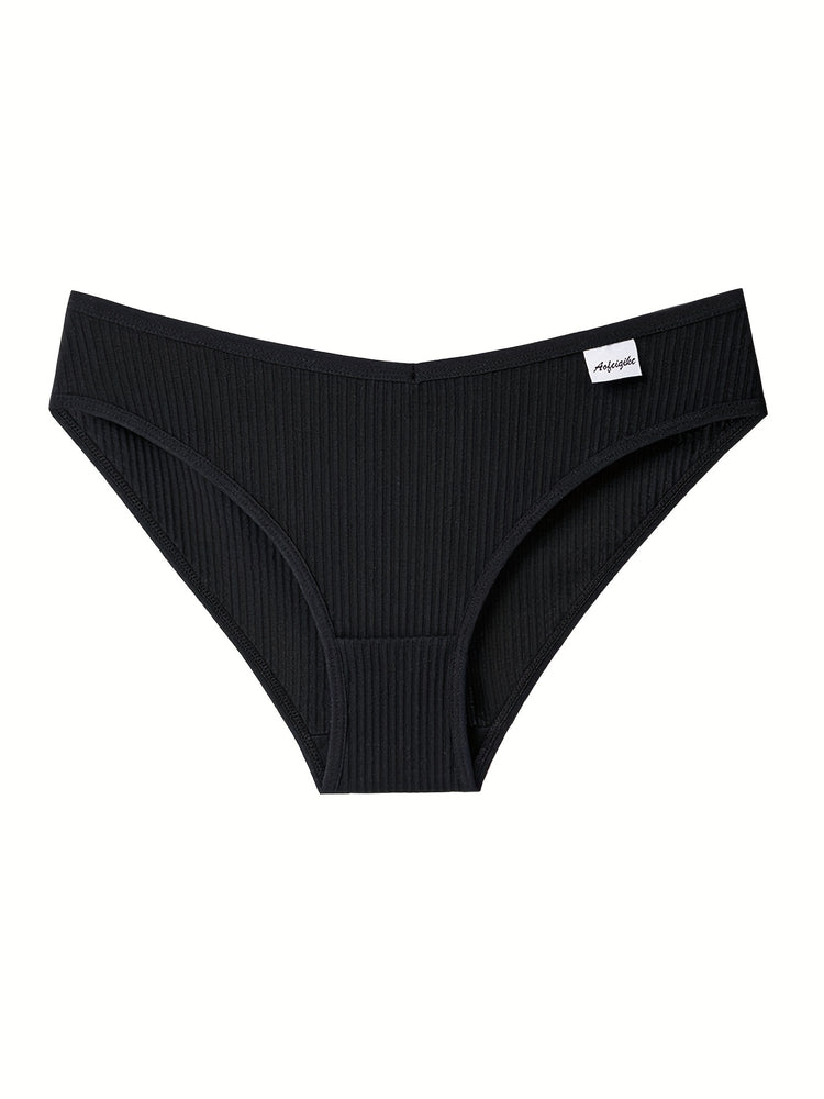 8pcs Seamless Ribbed Bikini, Comfy & Breathable Low Waist Panties, Women&