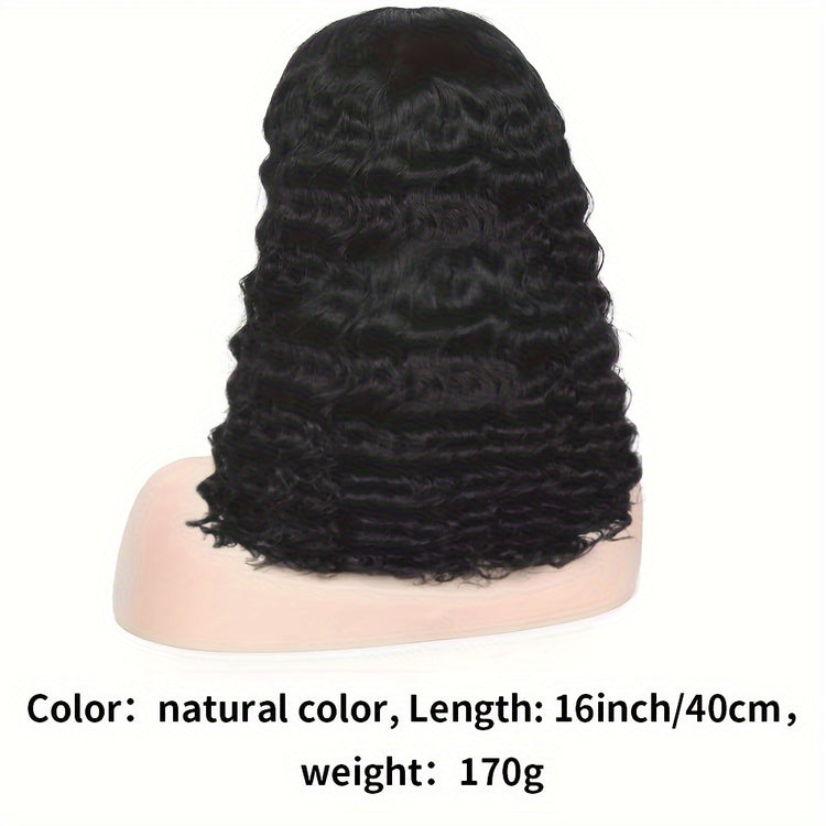 13x4 Deep Wave Curly Bob Wig Human Hair Lace Frontal Wigs 150 Density Glueless Wigs Water Wave Wig 10-16inch - Lena & Miles Exquisite Boutique LLC.
