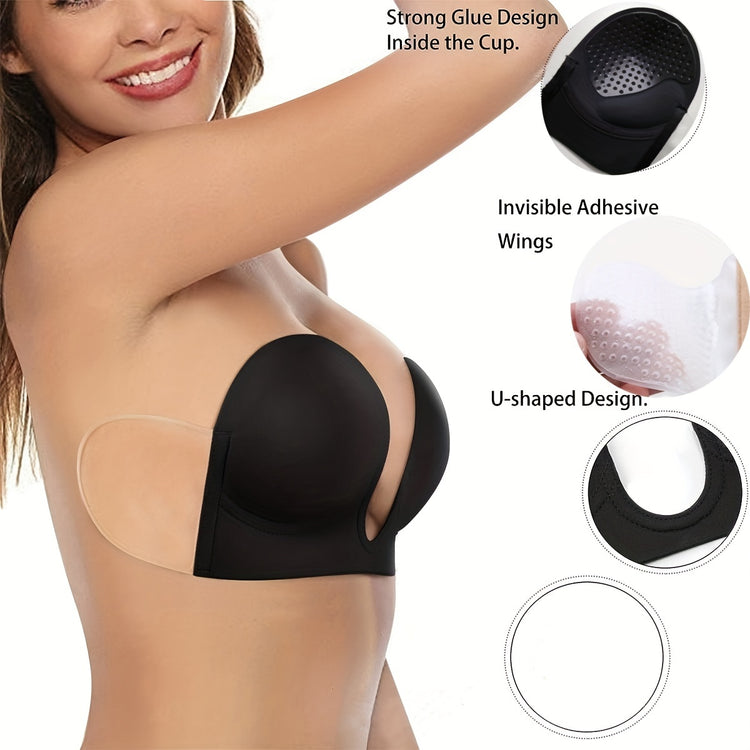 Invisible Stick-On Lift Bra, Reusable Strapless Push Up Self-Adhesive Bra, Women&