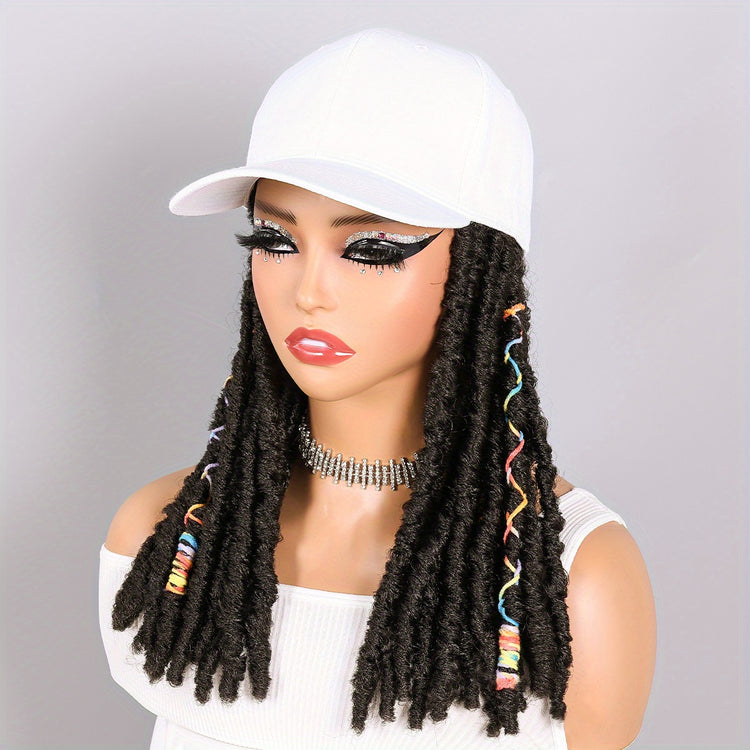 Hat Wigs 12 Inch Dreadlock Wigs With Black Baseball Cap Synthetic Fiber Dreads Hair Extensions With Hat Attatched For Women - Lena & Miles Exquisite Boutique LLC.