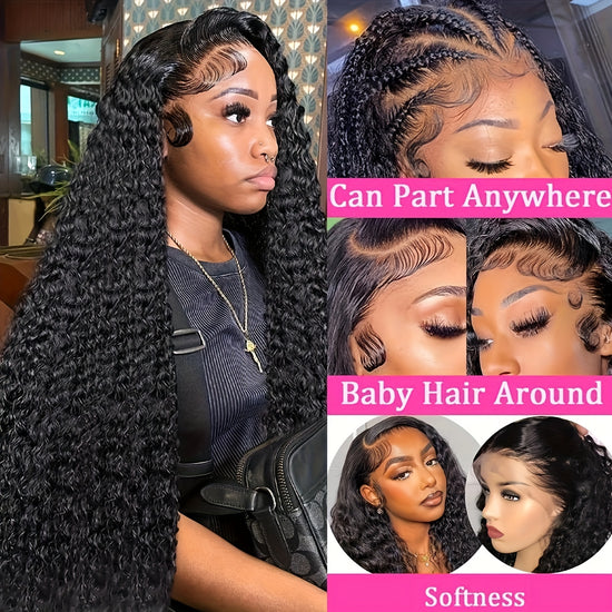 200% Density 13x6 Deep Wave Lace Front Wigs Human Hair 13x6 HD Lace Deep Curly Glueless Frontal Wigs Human Hair Pre Plucked For Women - Lena & Miles Exquisite Boutique LLC.