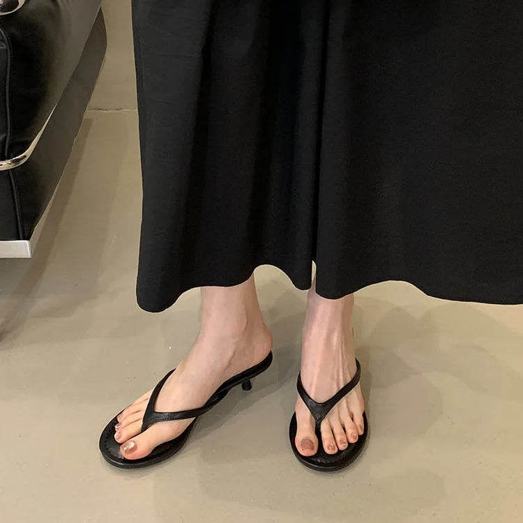 Fashion Round Toe Women Thin Heels Slippers Slides Female Flip flops Sandals Spring Summer Ladies Heeled Slippers Shoes Pumps - Lena & Miles Exquisite Boutique LLC.