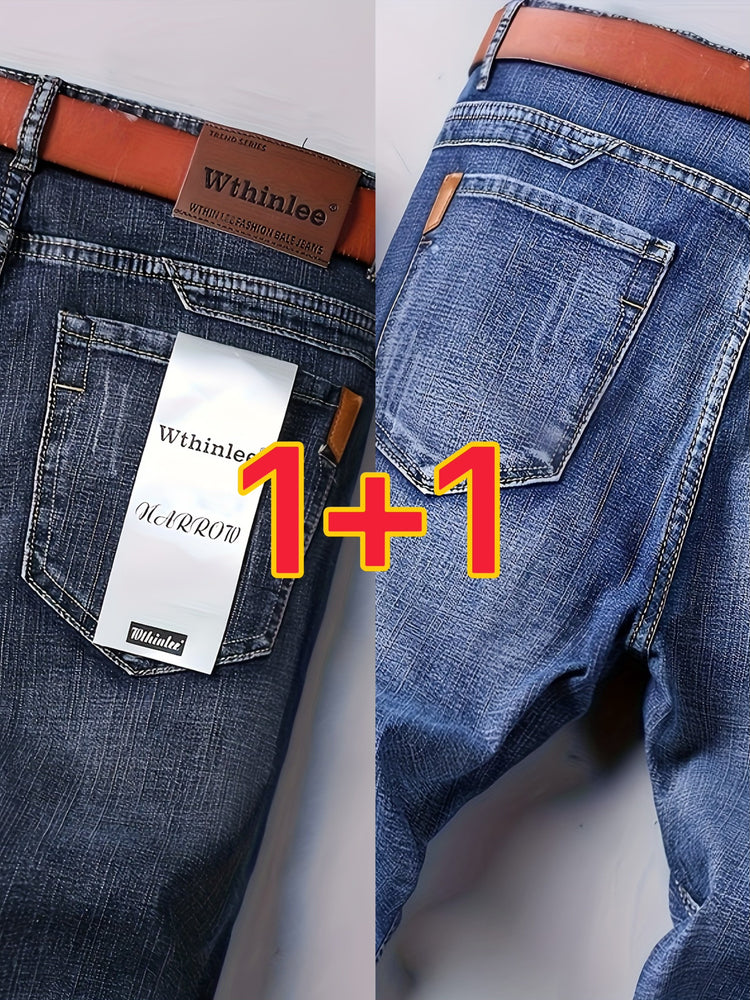 2 Pcs Solid Denim Men&