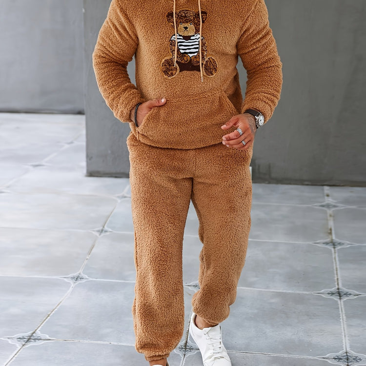 2Pcs Fuzzy Fleece Outfits for Men - Soft, Warm - Lena & Miles Exquisite Boutique LLC.