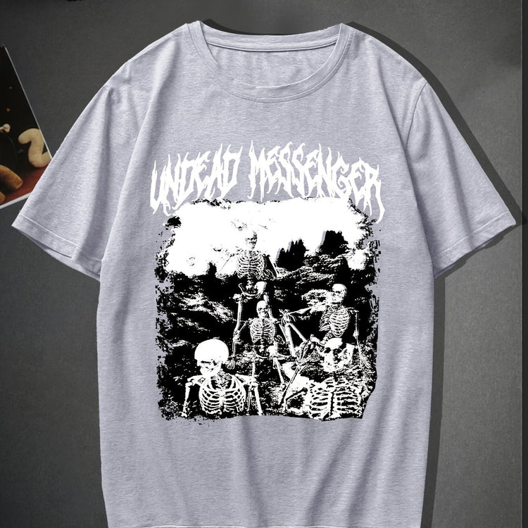 Trendy Skeleton & Letter Pattern Print Men&