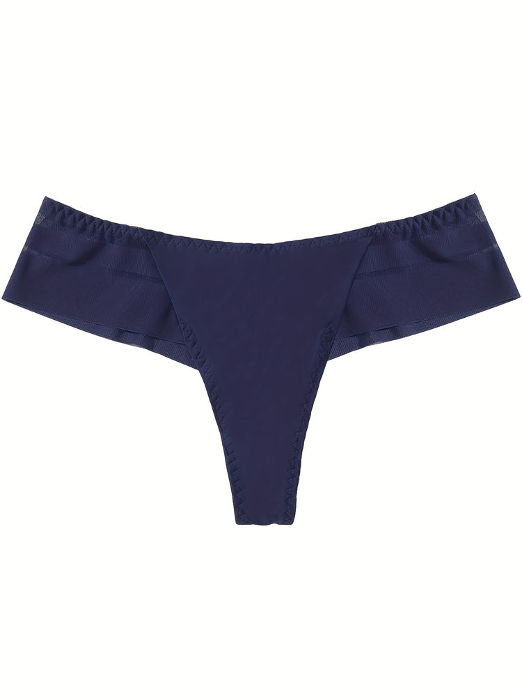 Contrast Mesh Thongs, Sexy Low Waist Semi-sheer Intimates Panties, Women&