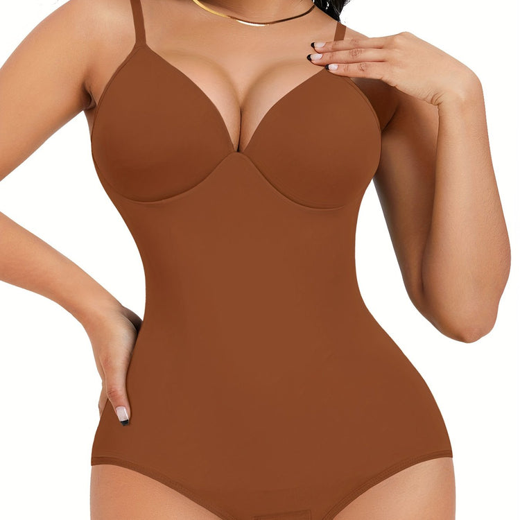 Shapewear Bodysuit Tummy Control Women Slimming Body Shaper Deep V-Neck Body Suits with Built in Bra - Lena & Miles Exquisite Boutique LLC.