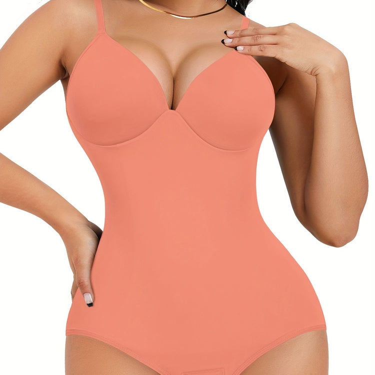 Shapewear Bodysuit Tummy Control Women Slimming Body Shaper Deep V-Neck Body Suits with Built in Bra - Lena & Miles Exquisite Boutique LLC.