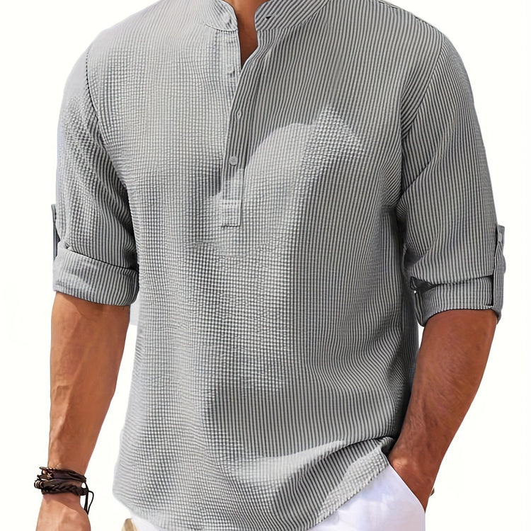 Solid Lapel Shirt, Men&