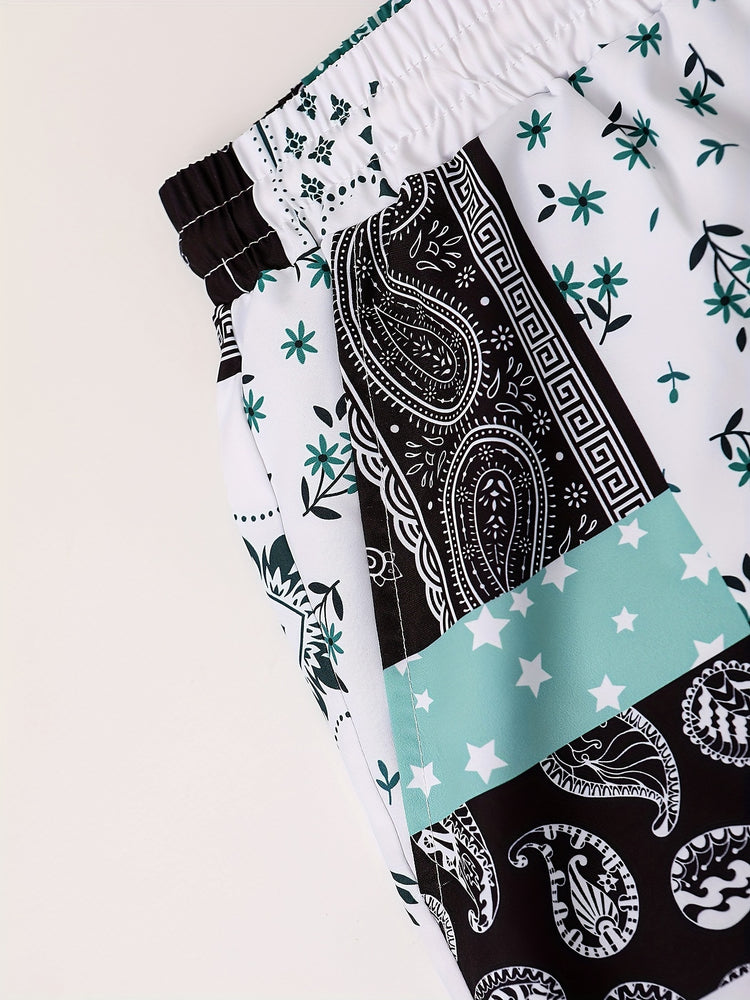 Color Block Bandana Print, Men&