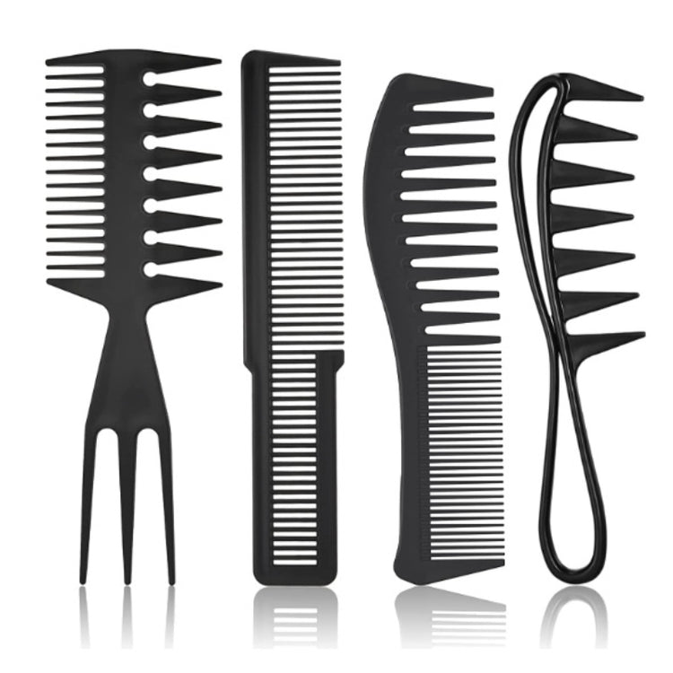 2/3/4pcs Shark Teeth Comb Wide Tooth Curl Comb Large Wide Tooth Comb Detangling Comb Texture Comb For Curly Wet Wavy Thick Hair Wigs Salon Barber Hairstyle Tool - Lena & Miles Exquisite Boutique LLC.