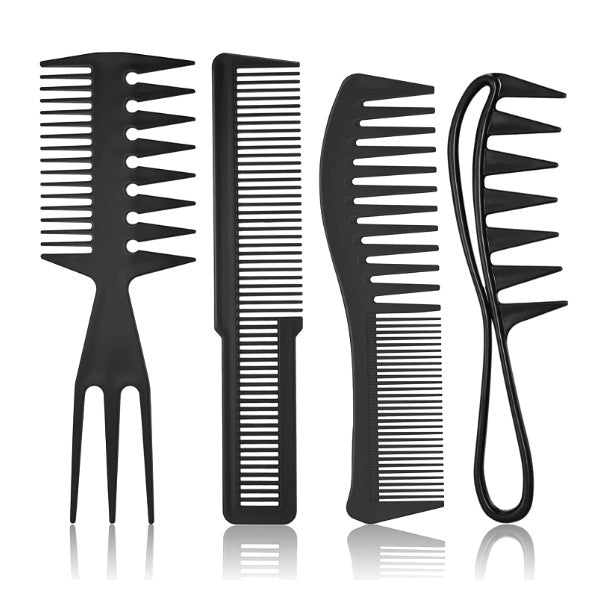 2/3/4pcs Shark Teeth Comb Wide Tooth Curl Comb Large Wide Tooth Comb Detangling Comb Texture Comb For Curly Wet Wavy Thick Hair Wigs Salon Barber Hairstyle Tool - Lena & Miles Exquisite Boutique LLC.