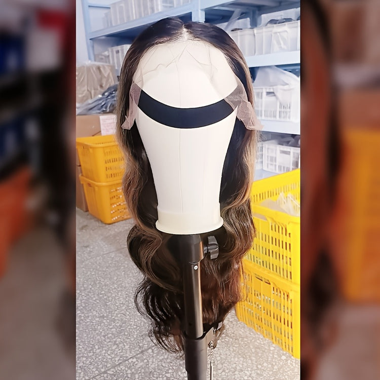 Highlight Ombre 13x6 HD Transparent Lace Frontal Wigs Human Hair Pre Plucked 180% Density