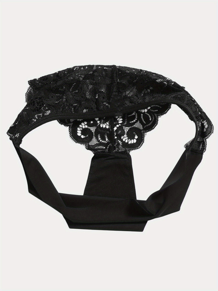 6pcs Contrast Lace Briefs, Comfy & Seamless Scallop Trim Intimates Panties, Women&