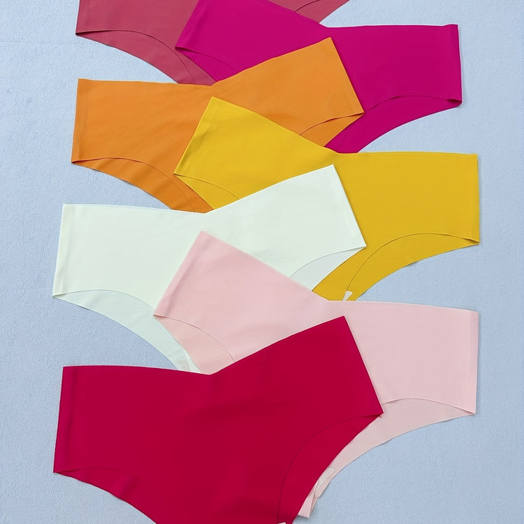 7pcs Seamless Solid Briefs, Comfy & Breathable Stretchy Intimates Panties, Women&