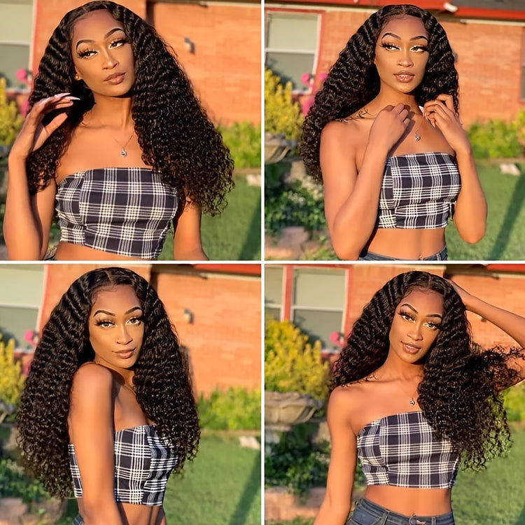 150% 13x4 Human Hair Wig Deep Wave Frontal Wig 10-30 Inch 13x4 Lace Front Wig HD Transparent Human Hair Wigs For Women Brazilian Pre Plucked Hair Wigs - Lena & Miles Exquisite Boutique LLC.