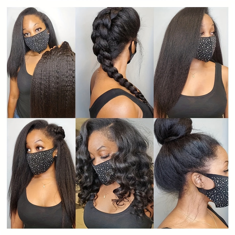 Kinky Straight 4C Edges Wig Human Hair 13x4 Lace Front Human Hair Wigs Yaki Straight Lace Front Wig For Women Brazilian Remy Human Hair Wig With Curly Baby Hair 18-30 Inch Natural Color - Lena & Miles Exquisite Boutique LLC.