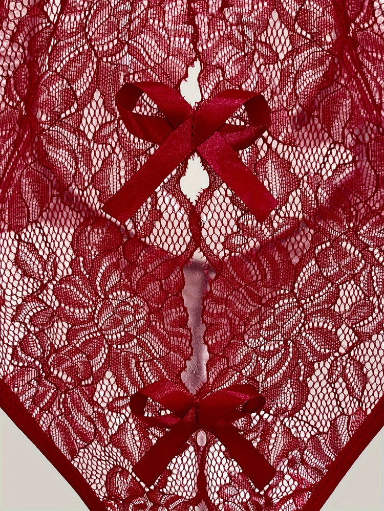 Sexy Floral Lace Sleeveless Teddy Bodysuit - Deep V Backless, Seductive Lingerie, Soft Comfortable Fabric, Perfect for Romantic Nights, Honeymoon, Anniversary, and Bachelorette Party - Womens Underwear for Confidence Boost - Lena & Miles Exquisite Boutique LLC.