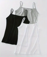 3 Sets Solid Cami Tops, Casual Comfy All-match Top, Women&