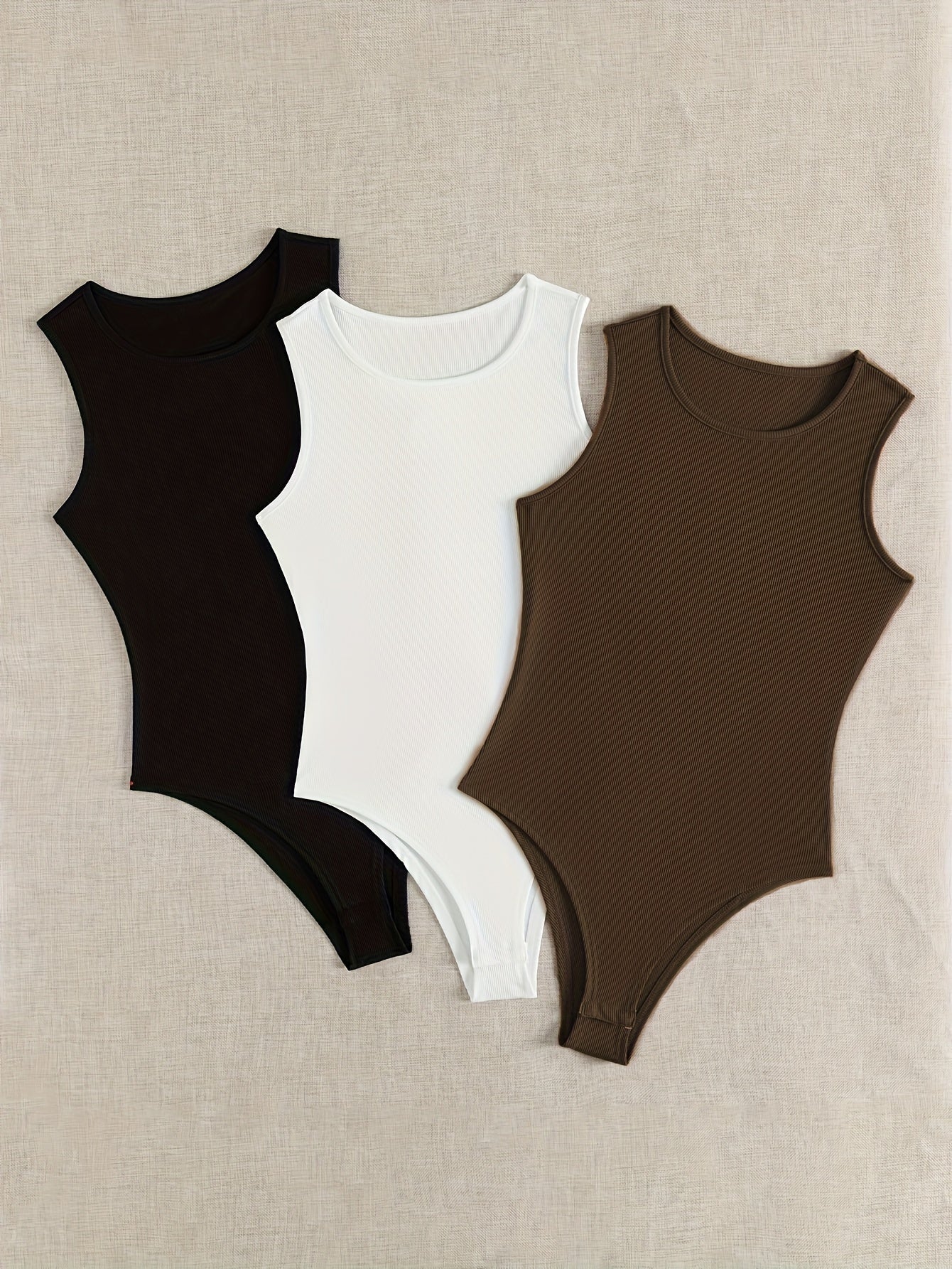 3-Pack Versatile Sleeveless Bodysuits for Women - Form-Fitting Crew Neck Design, Everyday Comfort & Style in a Bodycon Fit - Lena & Miles Exquisite Boutique LLC.