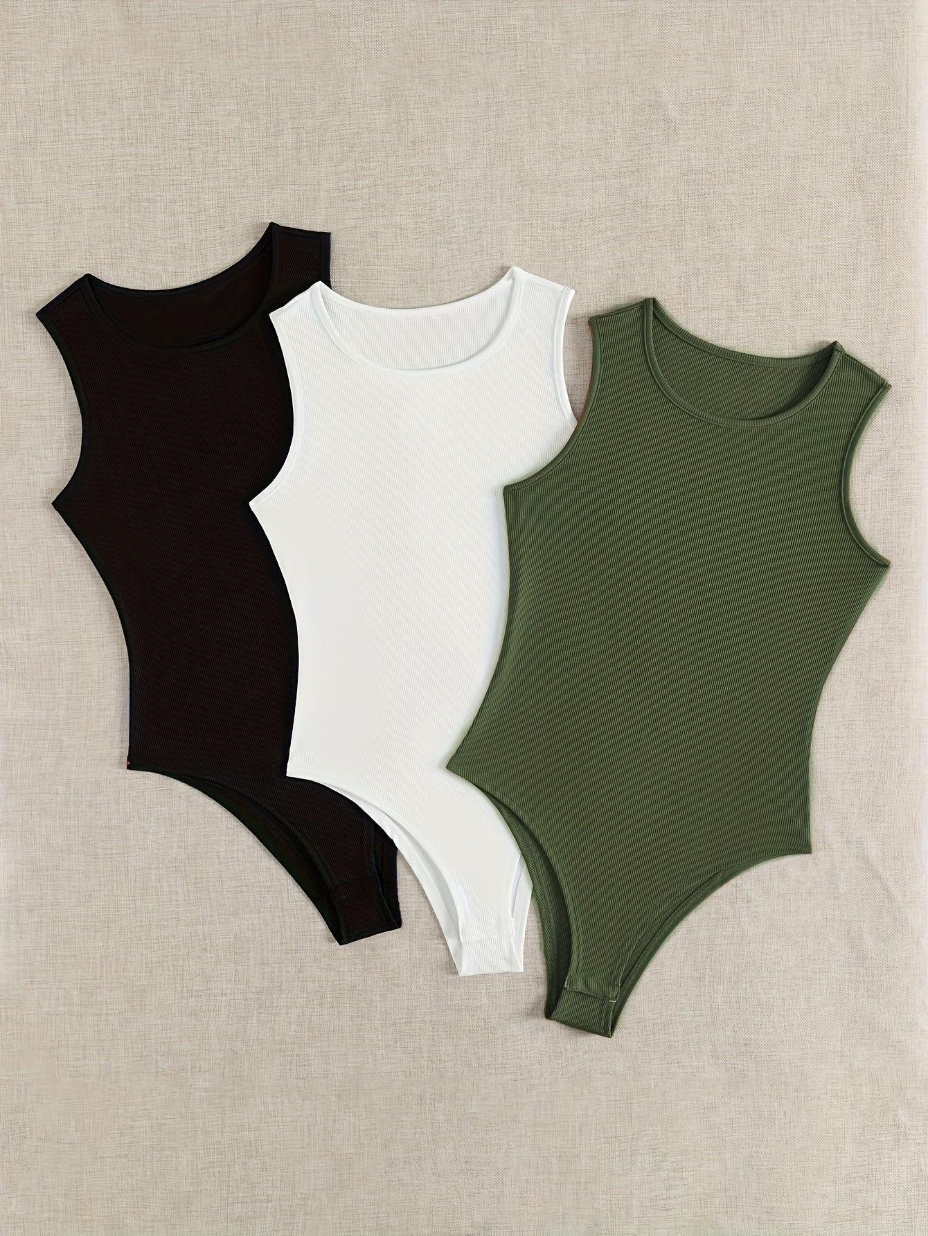 3-Pack Versatile Sleeveless Bodysuits for Women - Form-Fitting Crew Neck Design, Everyday Comfort & Style in a Bodycon Fit - Lena & Miles Exquisite Boutique LLC.