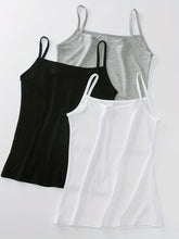 3 Sets Solid Cami Tops, Casual Comfy All-match Top, Women&