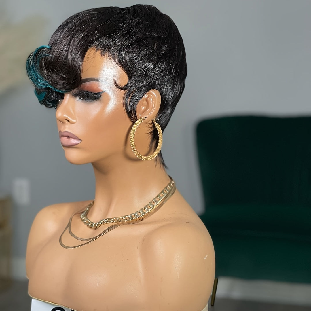 Brazilian Remy Human Hair Pixie Cut Wigs for Women - Glueless Wear & Go Wig with Layered Body Wave, 150% Density Rose Net Cap, Multi-Color Options for Halloween, Music Festivals & Carnaval, Festive Hair Wig | Modern Hairstyle - Lena & Miles Exquisite Boutique LLC.