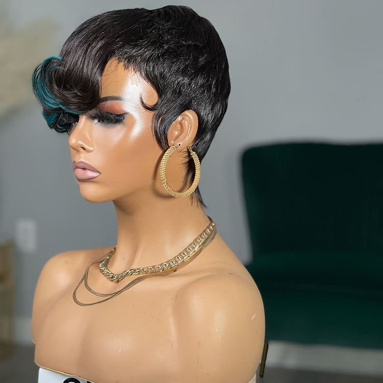 Brazilian Remy Human Hair Pixie Cut Wigs for Women - Glueless Wear & Go Wig with Layered Body Wave, 150% Density Rose Net Cap, Multi-Color Options for Halloween, Music Festivals & Carnaval, Festive Hair Wig | Modern Hairstyle - Lena & Miles Exquisite Boutique LLC.