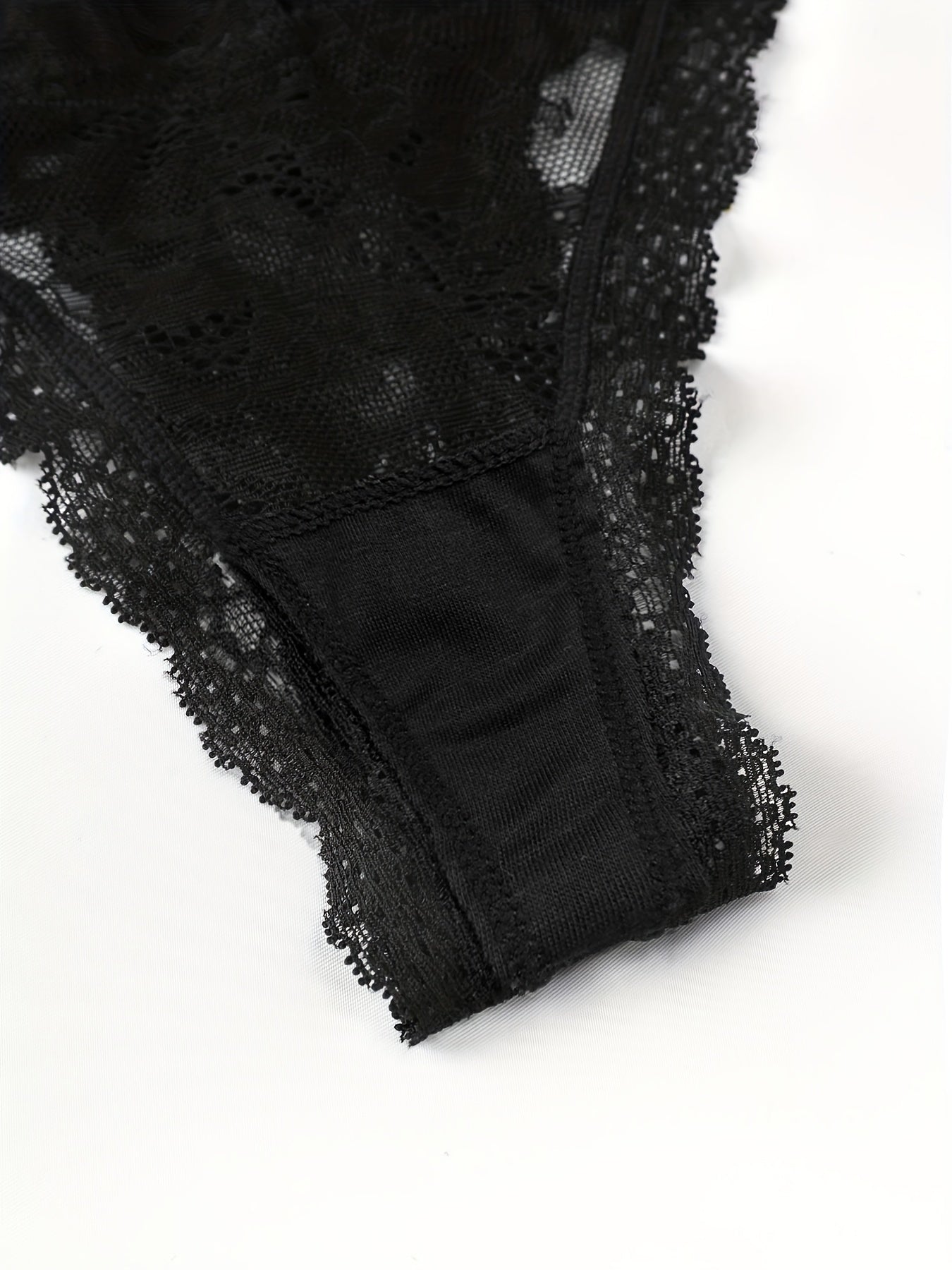 7pcs Floral Lace Cheeky Thongs, Sultry Semi-sheer Low Waist Panties, Women&