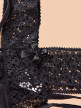 High Waist Criss Cross Floral Print Semi-Sheer Thong Panties - Strappy Lace Women&