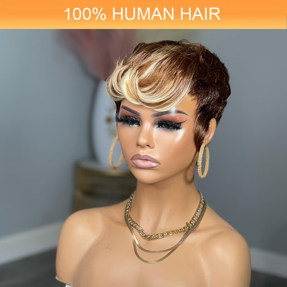 Brazilian Remy Human Hair Pixie Cut Wigs for Women - Glueless Wear & Go Wig with Layered Body Wave, 150% Density Rose Net Cap, Multi-Color Options for Halloween, Music Festivals & Carnaval, Festive Hair Wig | Modern Hairstyle - Lena & Miles Exquisite Boutique LLC.