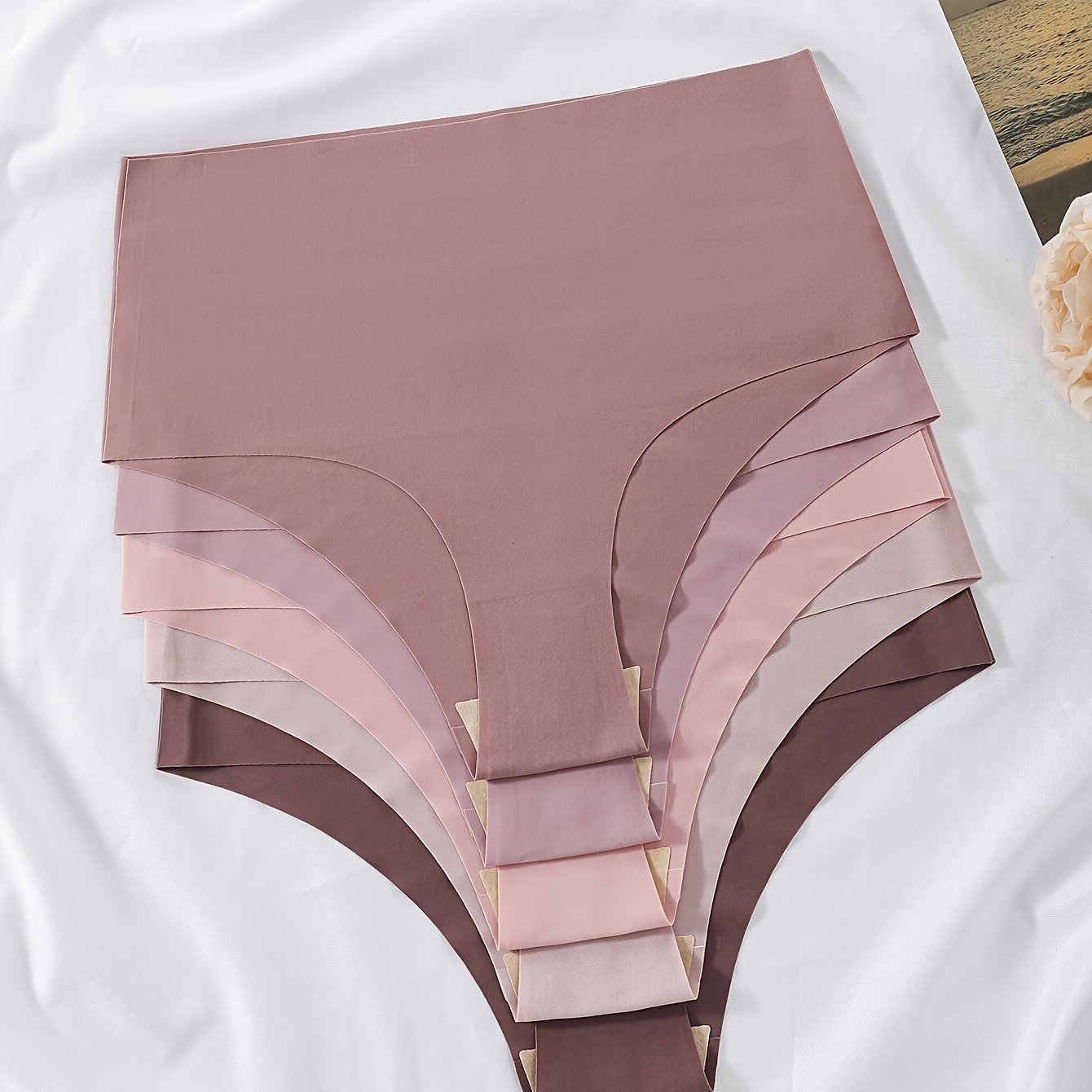 5pcs High Waist Seamless Mixed Color Panties Pack, Women&