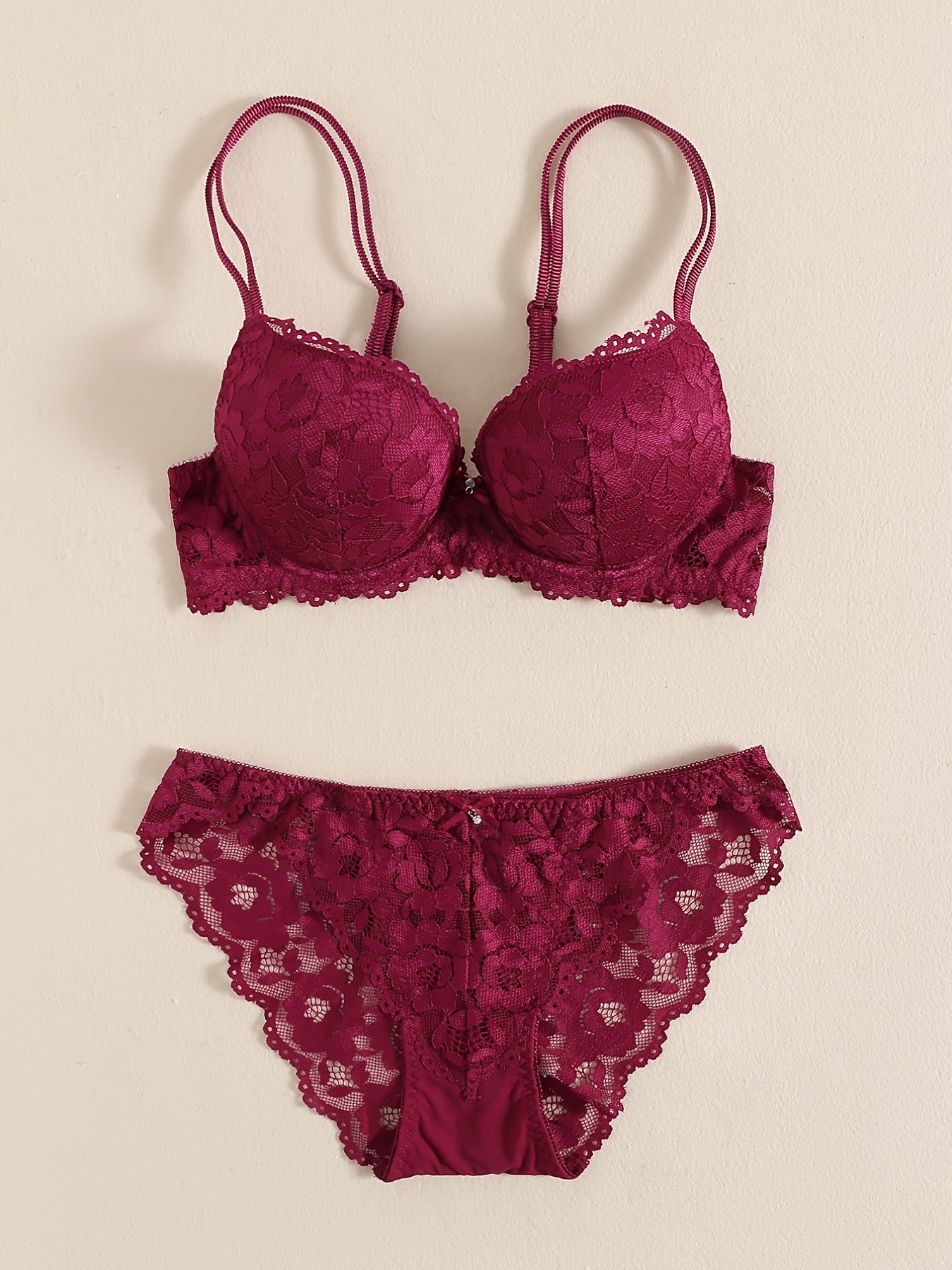 Romantic Lace Embroidery Lingerie Set - Soft & Breathable Push-Up Bra with Sheer Panty - Perfect Seductive Valentines Gift for Her - Womens Comfortable Intimate Wear - Lena & Miles Exquisite Boutique LLC.